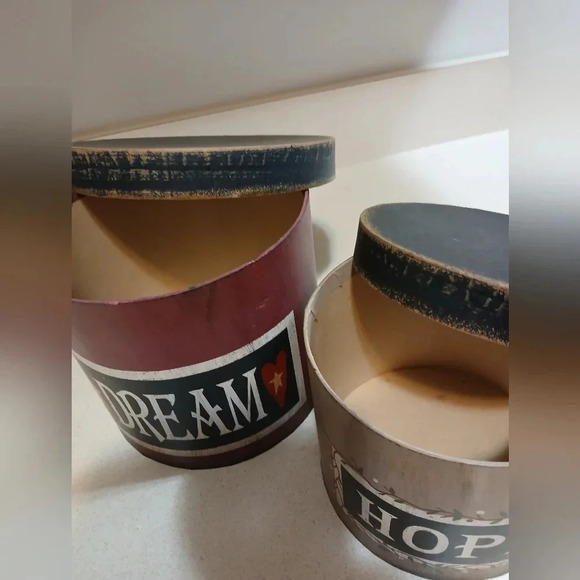 Dream & Hope decorative storage boxes country primitive cottagecore - Picture 3 of 3